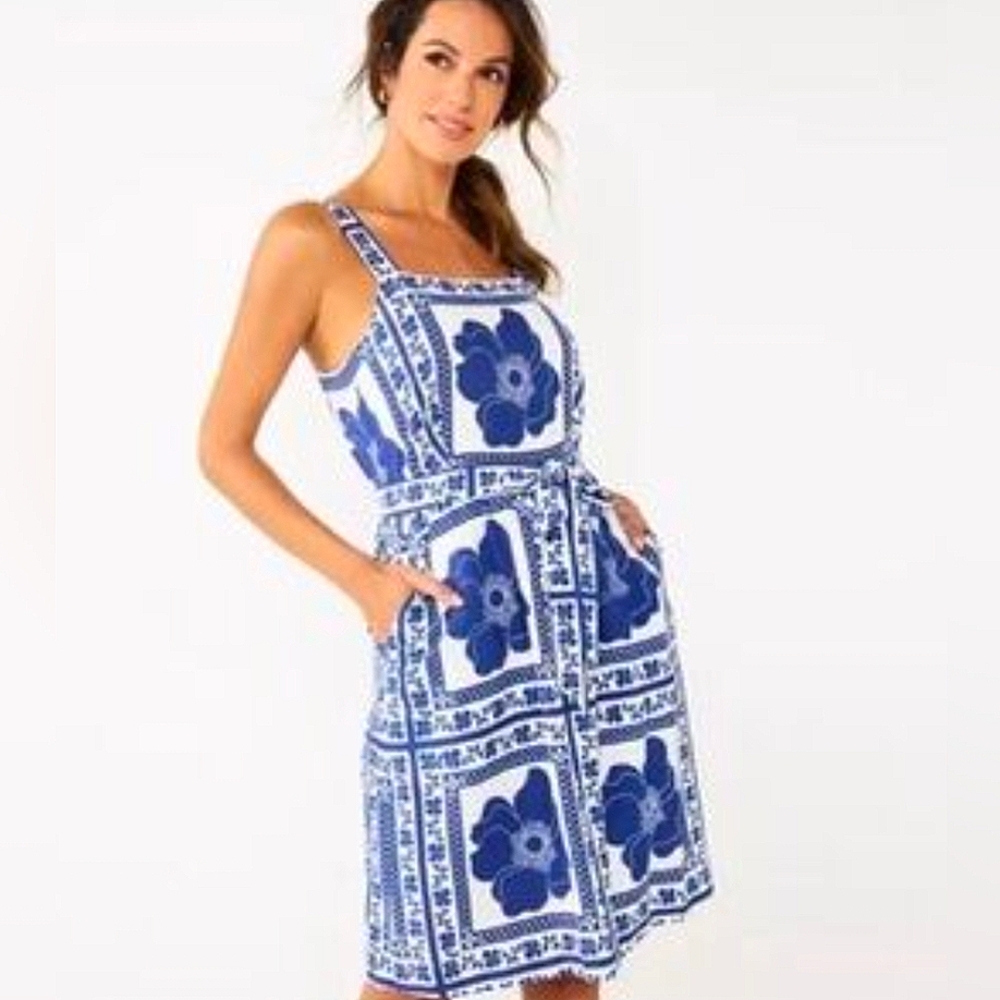 Draper James linen Blend Tie Back dress Size XL